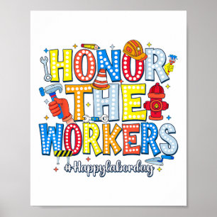Poster Honra aos trabalhadores Feliz Dia do Trabalho