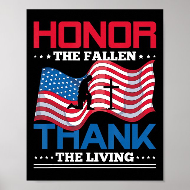 Poster Honra O Obrigado Fallen The Living USA Flag Memori (Frente)