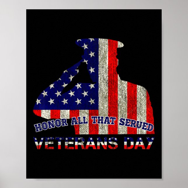 Poster Honra Tudo Que Serviu Veteranos Dia Americano Patr (Frente)