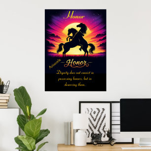 Poster Honra Une Três Cavalos ao Crepúsculo