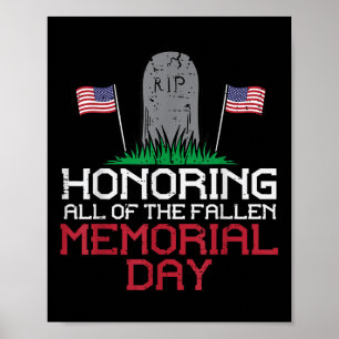 Poster Honrando Todo O Dia Do Memorial Do Fallen Headston