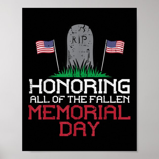 Poster Honrando Todo O Dia Do Memorial Do Fallen Headston (Frente)