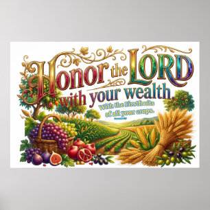 Poster Honre a Deus Primeiro Com Sua Riqueza Sempre