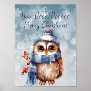 Poster Hoo Hoo Little Owl Feliz Natal