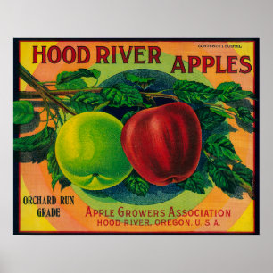 Pôster Hood River Apple Crate LabelHood River, OR