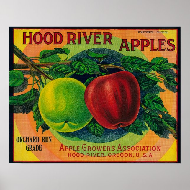 Pôster Hood River Apple Crate LabelHood River, OR (Frente)