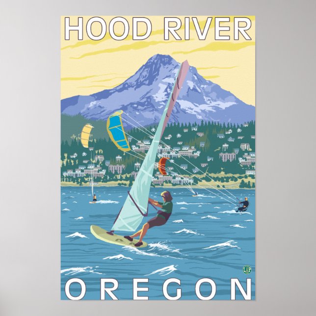 Poster Hood River, ORWind Surfers & Kite Boarders (Frente)