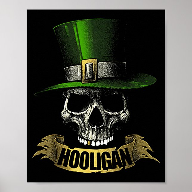 Poster Hooligan Skull Funny Iri-shirt  (Frente)