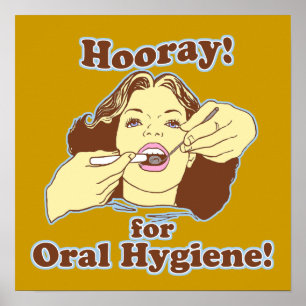Pôster Hooray para a higiene oral retro
