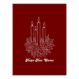 Pôster Hope Has Come Christmas Candle Illustration