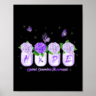 Poster Hope Hidrangea Flor Butterfly Opióide Sobredosagem