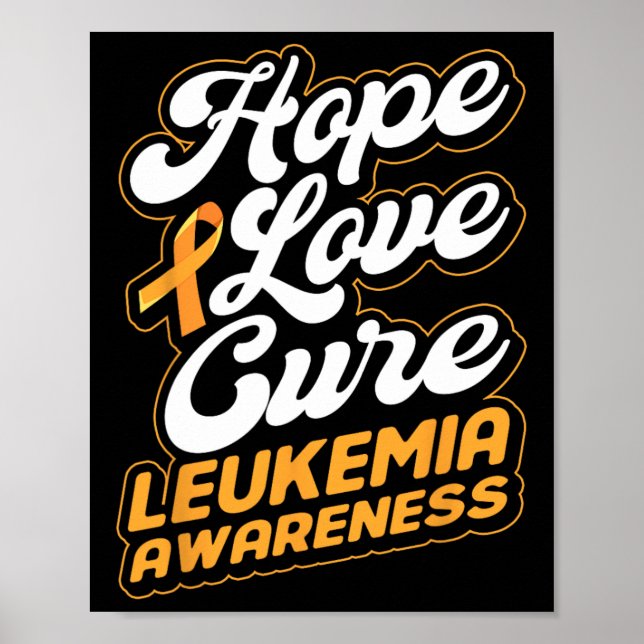 Poster Hope Love Cure Suporte Leucemia Sensibilização Fit (Frente)