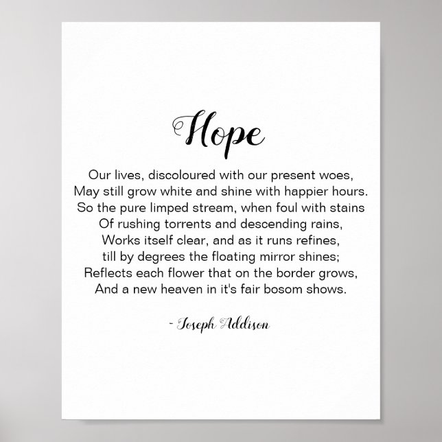 Poster Hope Poem por Joseph Addison (Frente)