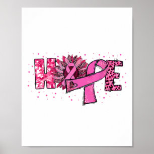 Poster Hope Sunflower Leopard Pink Ribbon Breve Cancer A