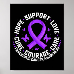 Poster Hope Support Love Purple Ribbon Câncer de pâncreas