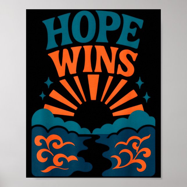 Poster Hope Wins Romans 15_13 Sunrise Ocean Christian  (Frente)