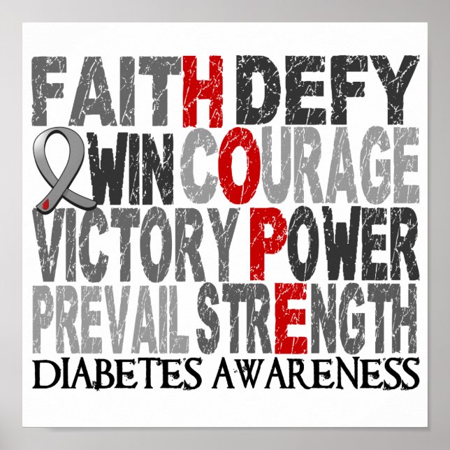 Poster Hope Word Collage Diabetes (Frente)