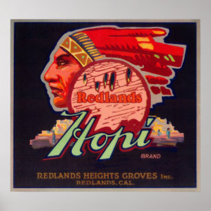 Pôster Hopi LabelRedlands alaranjado, CA