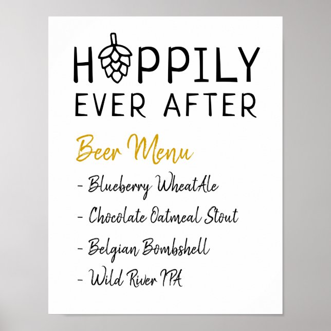 Poster Hoppily Após Chá de panela De Casamento Do Menu Be (Frente)