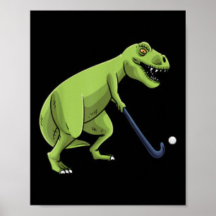 Poster Hóquei em Campo Dinossauro T-rex Jogador Homens Mu