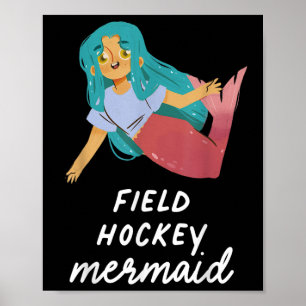 Poster Hóquei em Campo Garota Sereia Divertido Esportes A