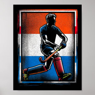 Poster Hóquei em Campo Homens Holanda Bandeira Holandesa