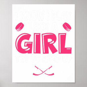 Poster Hóquei Jogue Como Uma Garota Humor Amante Hóquei N