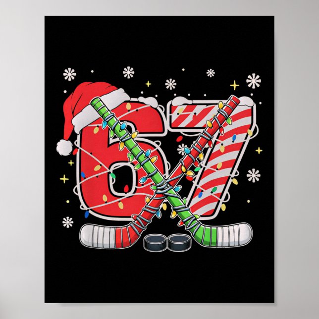 Poster Hóquei no Gelo 67 Natal Divertido Seis Sete Meme  (Frente)