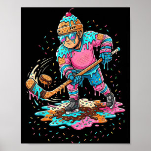 Poster Hóquei no Gelo com Gotejamento de Sorvete Meninos 