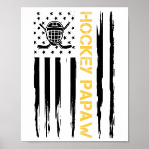 Poster Hóquei Papai Hóquei Jogador Bandeira EUA