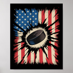 Poster Hóquei Patriótico 4 De Julho Bandeira Americana Vi
