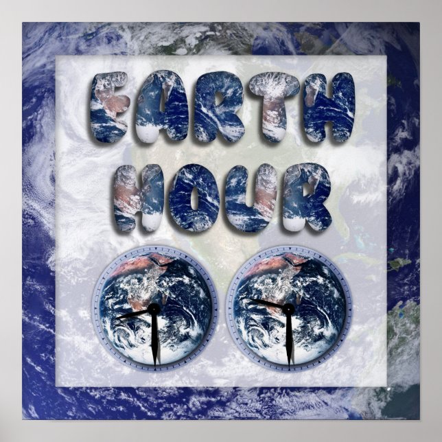 Pôster Hora da Terra com Relógios (Frente)