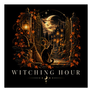 Pôster Hora das Bruxas Gótico Halloween Bruxa