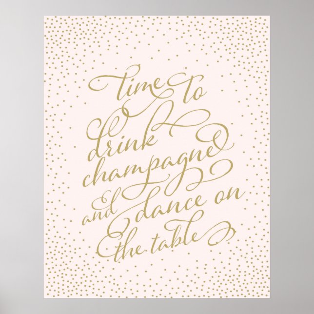 Pôster Hora de beber champanhe e dançar na Mesa (Frente)