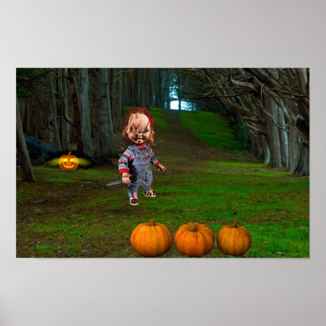 Poster Hora de esculpir as abóboras para o Halloween. (Frente)
