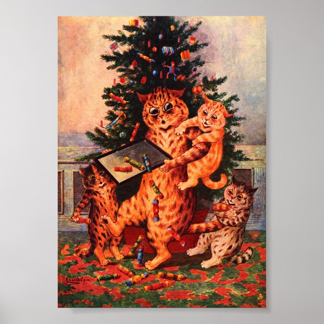 Poster Hora de Natal em Catland Louis Wain (Frente)