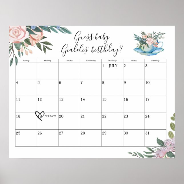 Poster Hora de Vencimento do Chá de fraldas Tea (Frente)