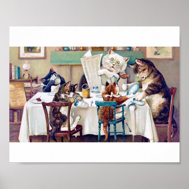 Poster Hora do Café da Gata, Louis Wain (Frente)