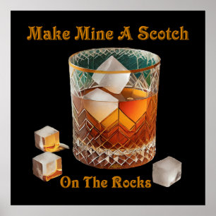 Poster Hora Do Cocktail Faz Do Mim Um Scotch Nas Rochas