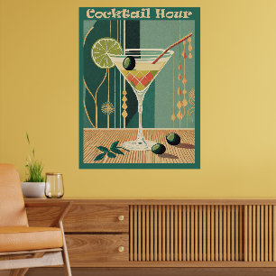Poster Hora do Coquetel Design Meio do Século