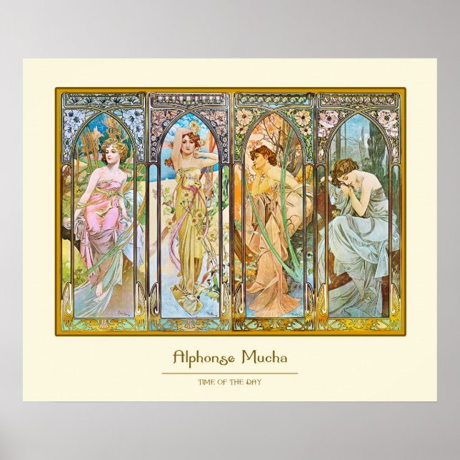 Pôster Hora do dia, Alphonse Mucha (Frente)