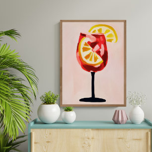 Pôster Hora Feliz de Coquetel Italiano Vintage Retro Abst