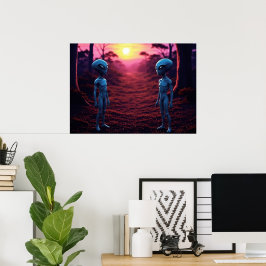 Poster Hora Para Amigos IA Arte Alien