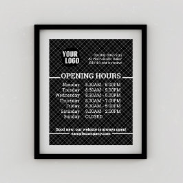 Poster Horário de Funcionamento Empresarial com Logotipo 