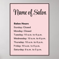 Horário de operação rosa pálido e preto