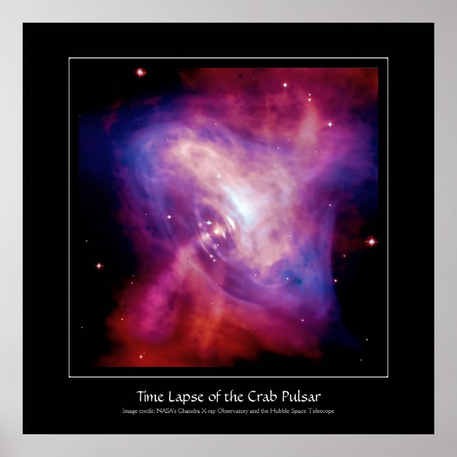 Pôster Horário do Pulsar do Caranguejo - Estrela Nêutron (Frente)
