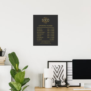 Poster Horas de Abertura de Empresas Douradas e Minimalis
