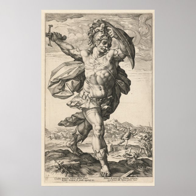 Poster Horatius Cocles, Hendrik Goltzius Os Heróis Romano (Frente)