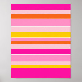 Poster Horizontal Stripes Cor-de-rosa Amarelo-Cor-de-lara