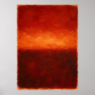 Poster Horizonte Abstrato Laranja Carmesim Com Textura Pe